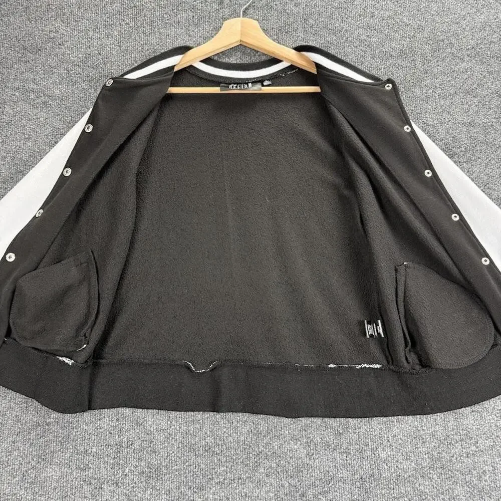Helium Moto Wear Jacket Kids Youth Large Black Varsity Bomber Snap Button Fleece